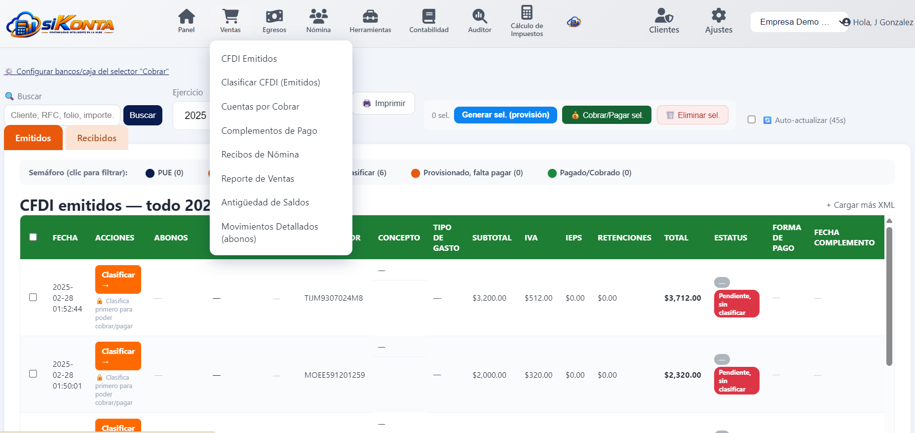 Interfaz de Contabilidad